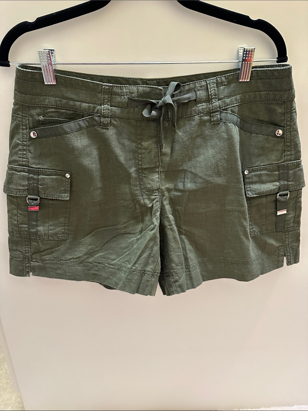 White House Black Market Olive Drawstring Casual Shorts